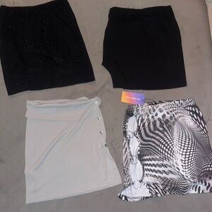 SHEIN Black, Gray & Black-White Mini Skirt Pack All Size Small
